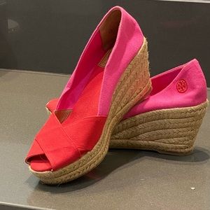 Pink and red Tory Burch espadrilles